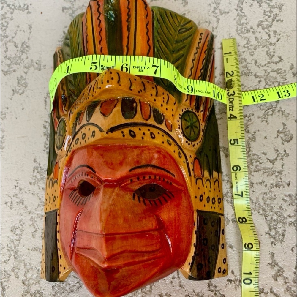 Handcrafted Tribal Mask with Red and Orange Accents - Picture 8 of 10